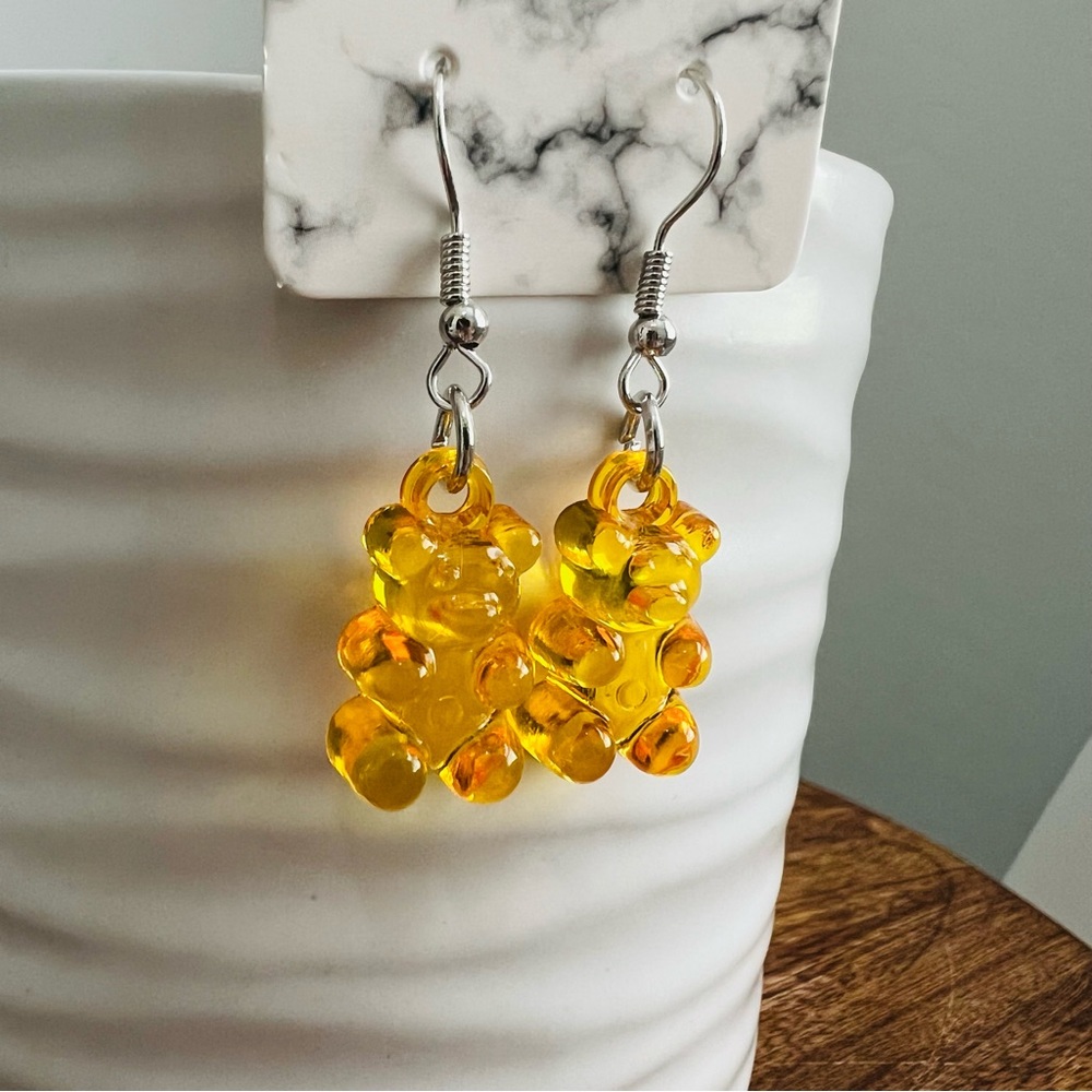 Orange Resin Gummy Bear Earrings